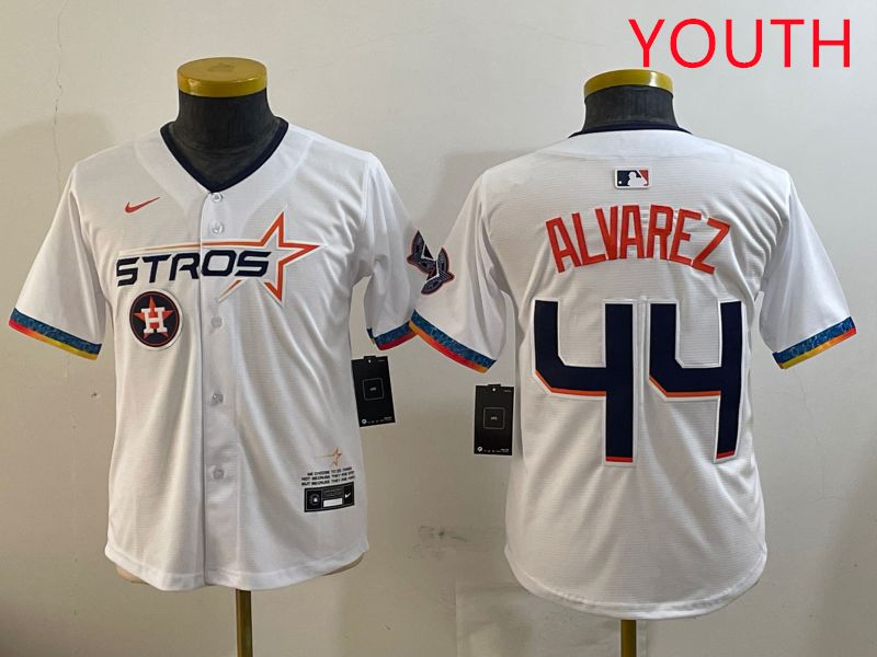 Youth Houston Astros #44 Alvarez White Fourth generation Joint Name 2025 Nike MLB Jersey style 7->youth mlb jersey->Youth Jersey